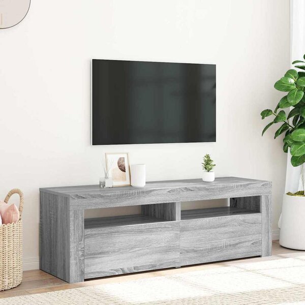 Szürke sonoma színű TV-szekrény LED-lámpákkal 120 x 35 x 40 cm