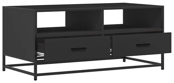 Fekete szerelt fa és fém dohányzóasztal 100 x 50 x 45 cm