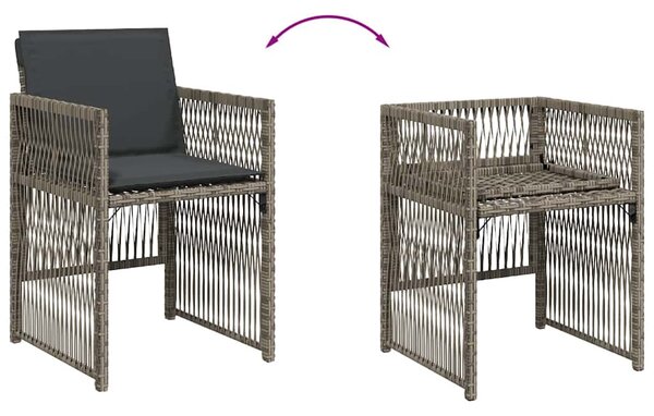 4 db szürke polyrattan kerti szék párnával