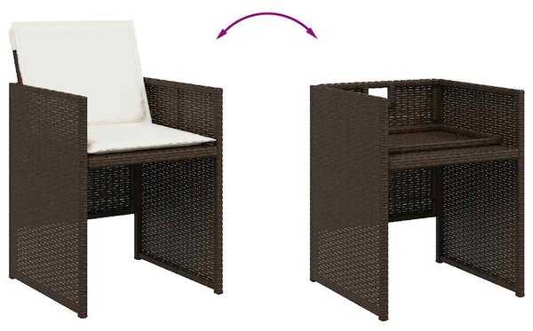 4 db barna polyrattan kerti szék párnával