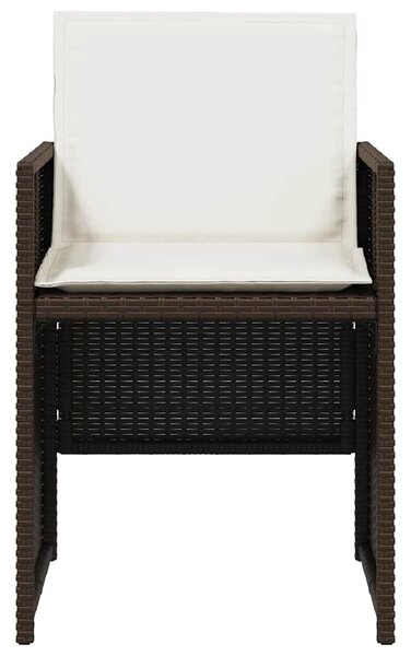4 db barna polyrattan kerti szék párnával