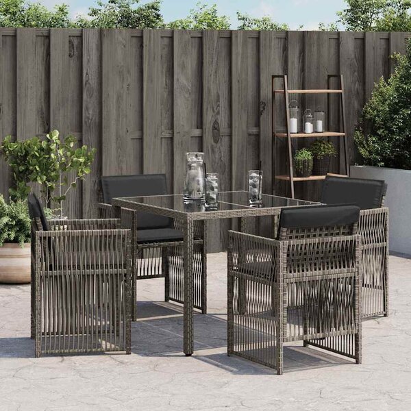 4 db szürke polyrattan kerti szék párnával