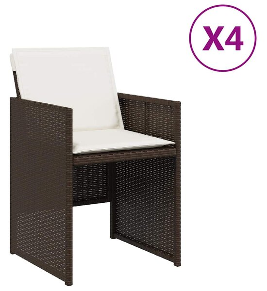4 db barna polyrattan kerti szék párnával
