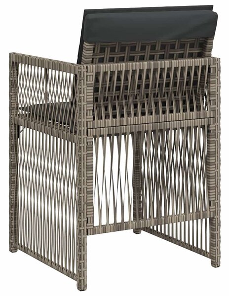 4 db szürke polyrattan kerti szék párnával