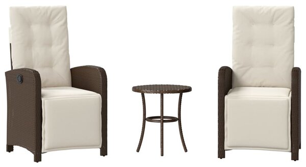 3 részes barna polyrattan bisztrógarnitúra párnákkal