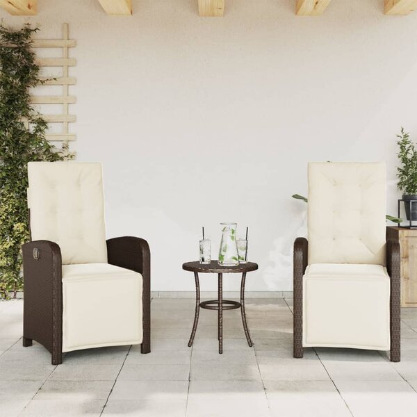 3 részes barna polyrattan bisztrógarnitúra párnákkal