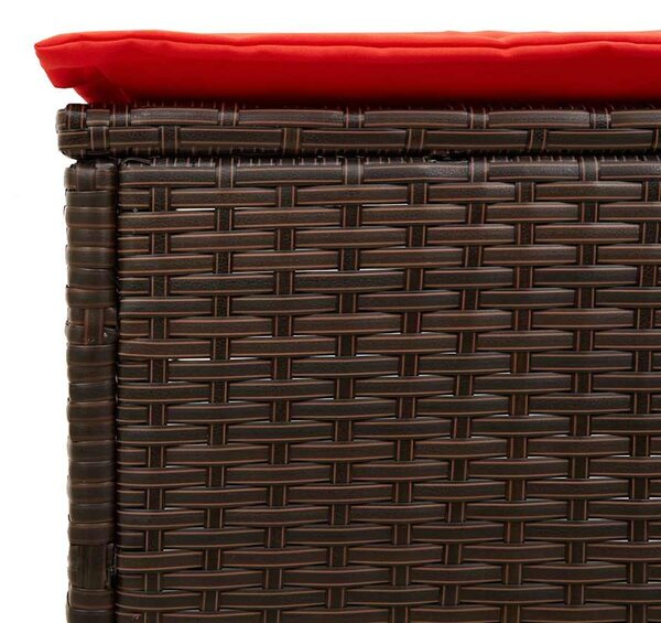 Barna polyrattan napozóágy asztallal és párnával
