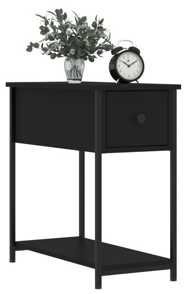 Fekete szerelt fa éjjeliszekrény 30x60x60 cm