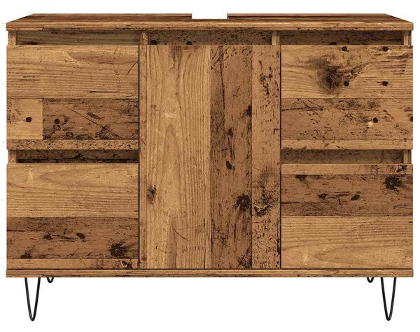 Antik fa színű szerelt fa mosdószekrény 80 x 33 x 60 cm