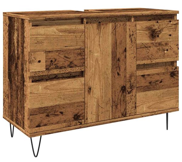 Antik fa színű szerelt fa mosdószekrény 80 x 33 x 60 cm
