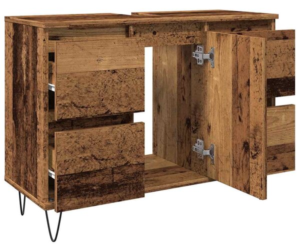 Antik fa színű szerelt fa mosdószekrény 80 x 33 x 60 cm