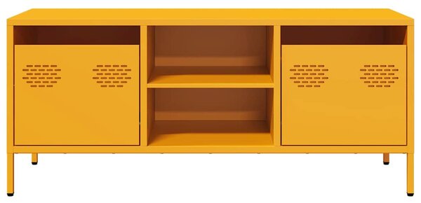 Mustársárga hidegen hengerelt acél TV-szekrény 101,5x39x43,5 cm