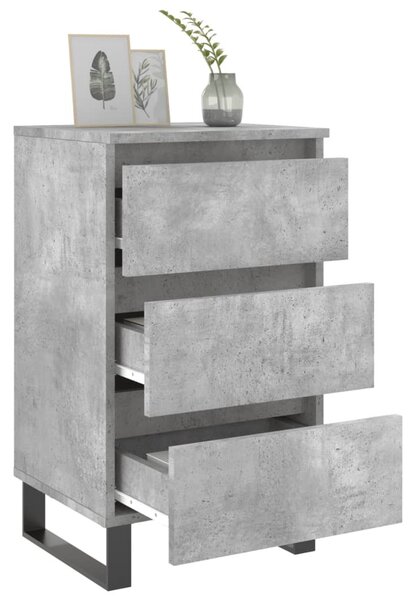 2 db betonszürke szerelt fa éjjeliszekrény 40x35x69 cm