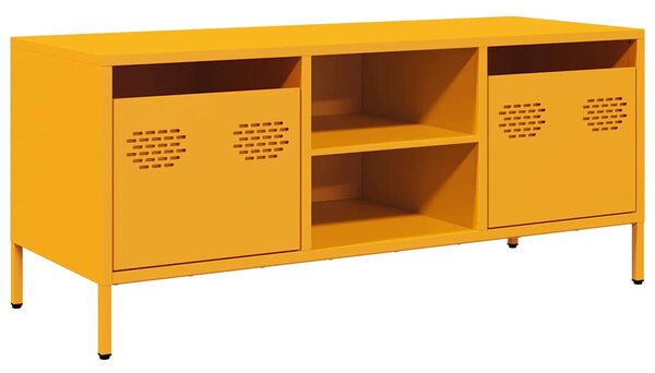 Mustársárga hidegen hengerelt acél TV-szekrény 101,5x39x43,5 cm