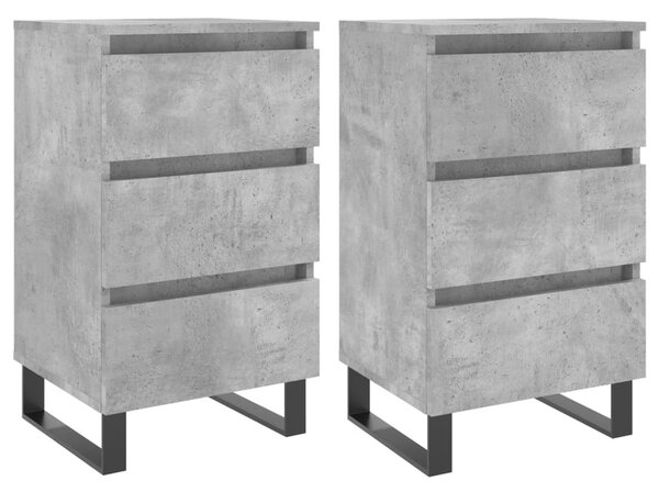 2 db betonszürke szerelt fa éjjeliszekrény 40x35x69 cm
