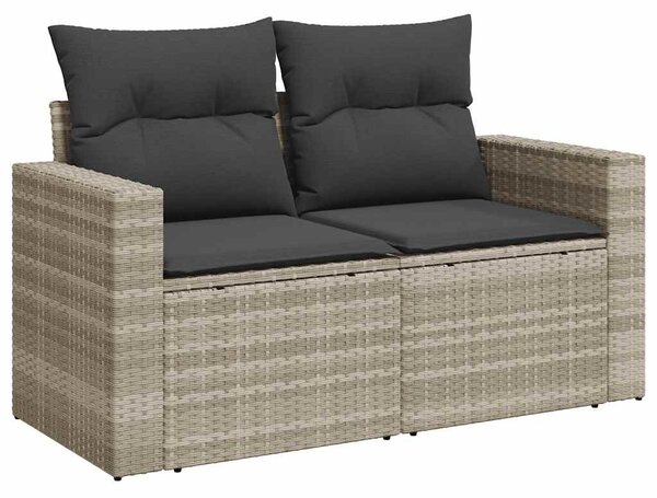 10 részes világosszürke polyrattan kerti ülőgarnitúra párnákkal