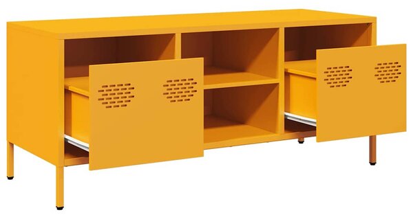 Mustársárga hidegen hengerelt acél TV-szekrény 101,5x39x43,5 cm