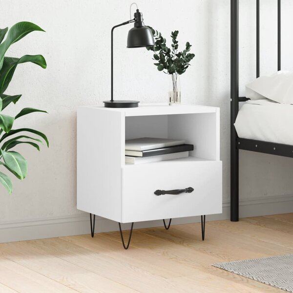 Fehér szerelt fa éjjeliszekrény 40 x 35 x 47,5 cm