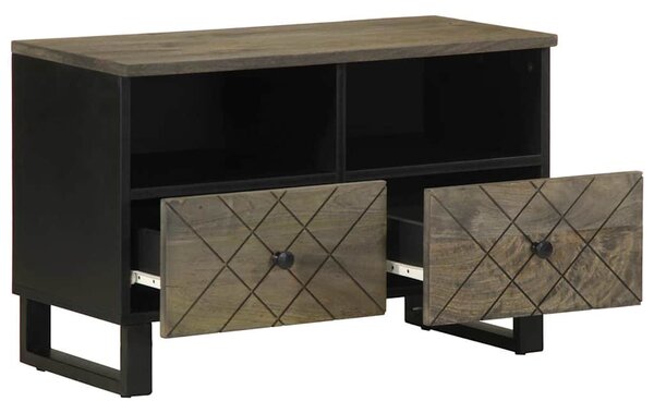 Fekete tömör mangófa TV-szekrény 70 x 33 x 46 cm