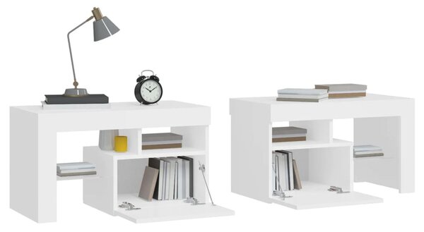 VidaXL 2 db fehér színű LED-lámpás éjjeliszekrény 70x36,5x40 cm