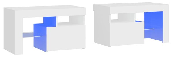 VidaXL 2 db fehér színű LED-lámpás éjjeliszekrény 70x36,5x40 cm