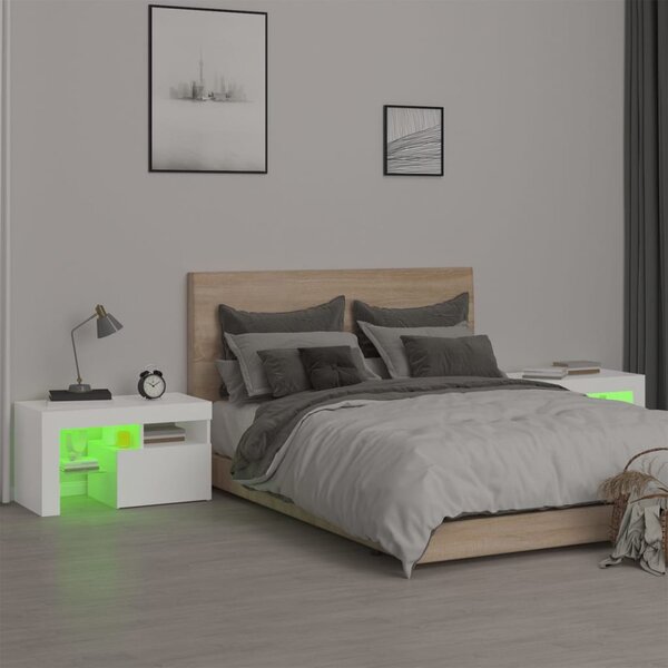 VidaXL 2 db fehér színű LED-lámpás éjjeliszekrény 70x36,5x40 cm