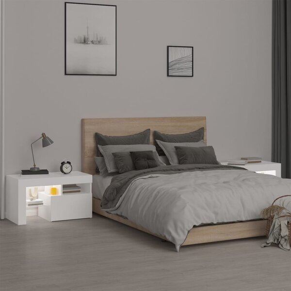 VidaXL 2 db fehér színű LED-lámpás éjjeliszekrény 70x36,5x40 cm