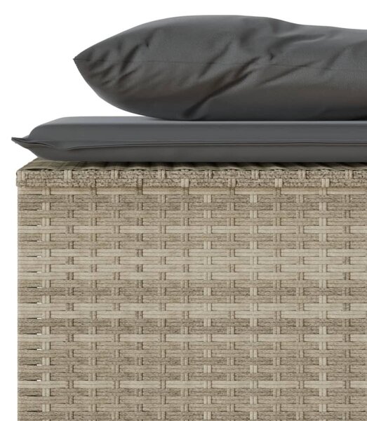 3részes világosszürke polyrattan kerti étkezőgarnitúra párnával