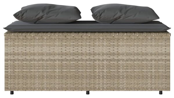 3részes világosszürke polyrattan kerti étkezőgarnitúra párnával