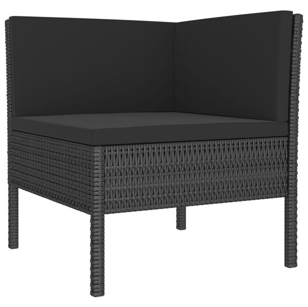 3 részes fekete polyrattan kerti ülőgarnitúra párnákkal