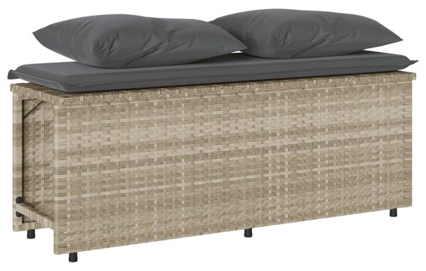 3részes világosszürke polyrattan kerti étkezőgarnitúra párnával