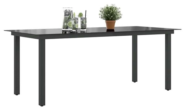 Fekete alumínium és üveg kerti asztal 190 x 90 x 74 cm