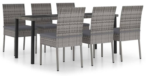 7 részes szürke polyrattan kerti étkezőgarnitúra
