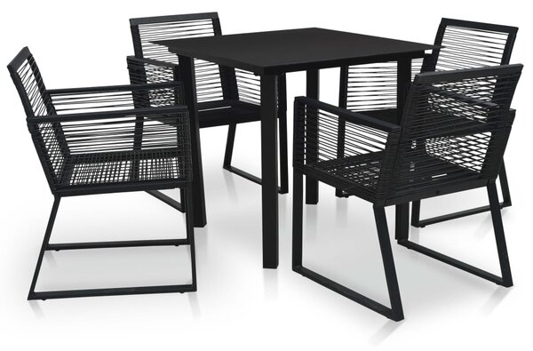 5 részes fekete PVC rattan kültéri étkezőgarnitúra