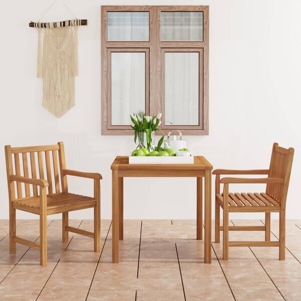 3 részes tömör tíkfa kerti étkezőgarnitúra 80 x 80 cm