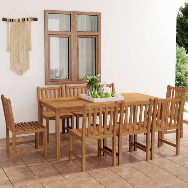 VidaXL 9 darabos tömör tíkfa kerti étkezőgarnitúra 180 x 90 cm