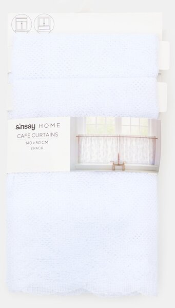 Sinsay - Növényi mintás vitrázsfüggöny szett 2 pack - fehér