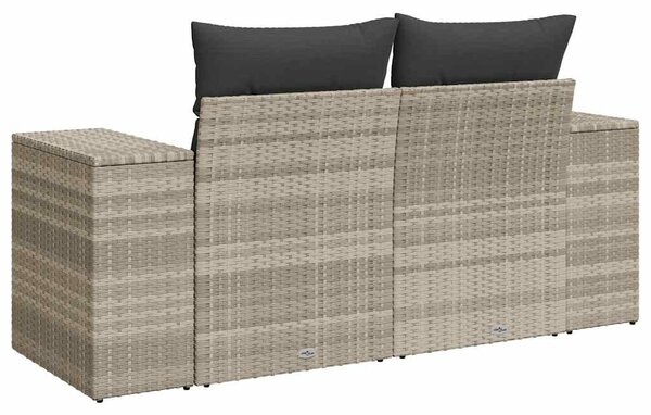 2 személyes világosszürke polyrattan kerti kanapé párnával