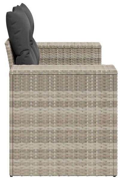 2 személyes világosszürke polyrattan kerti kanapé párnával