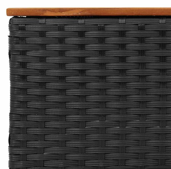 Fekete 3 személyes polyrattan kerti kanapé párnákkal