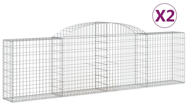 2 db íves horganyzott vas gabion kosár 300x30x80/100 cm