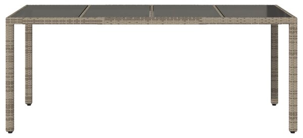 VidaXL szürke polyrattan üveglapos kerti asztal 190 x 90 x 75 cm
