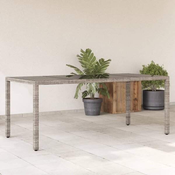 VidaXL szürke polyrattan üveglapos kerti asztal 190 x 90 x 75 cm