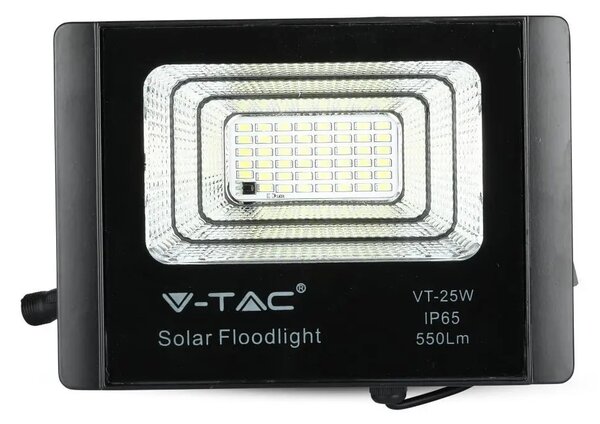 V-TAC napelemes LED reflektor 12W természetes fehér 5000 mAh, fekete házzal - SKU 8573