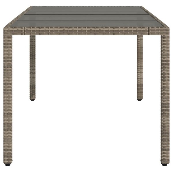 VidaXL szürke polyrattan üveglapos kerti asztal 190 x 90 x 75 cm