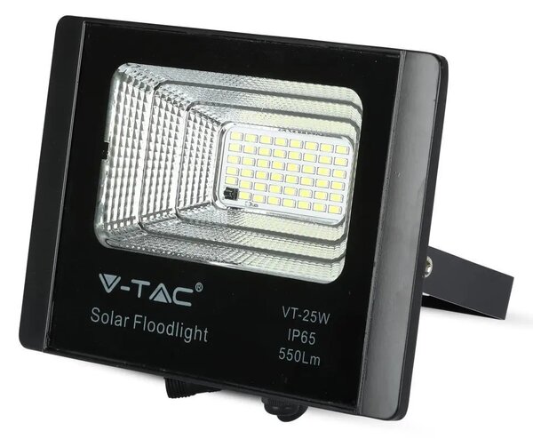 V-TAC napelemes LED reflektor 12W természetes fehér 5000 mAh, fekete házzal - SKU 8573