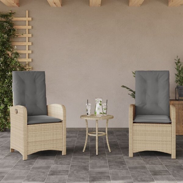 3 részes vegyes bézs polyrattan bisztrógarnitúra párnákkal