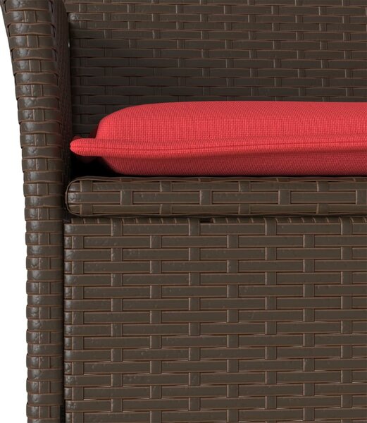 2 db barna polyrattan kerti szék párnával