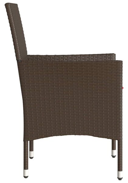 2 db barna polyrattan kerti szék párnával