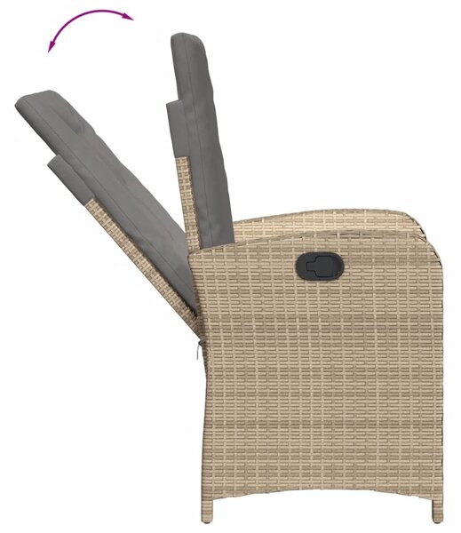 3 részes vegyes bézs polyrattan bisztrógarnitúra párnákkal